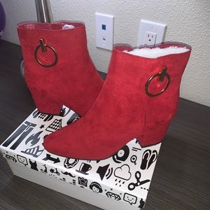 Brand new red booties